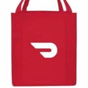 Doordash Insulated Bag red white new tote handle zip top food hot cold carryout